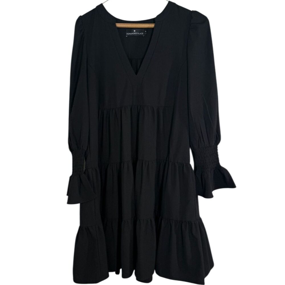 Pomander Place Tuckernuck Womens Black Mini Dress Sz XS Feminine Long Sleeve